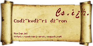Csákvári Áron névjegykártya