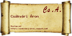 Csákvári Áron névjegykártya